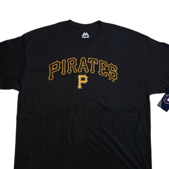 Majestic Pittsburgh Pirates Mens XL T Shirt Black Short Sleeve MLB Baseball Tee - Picture 1 of 6